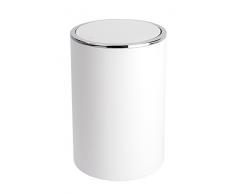 Wenko Kosmetikeimer Inca 5 Liter, Badezimmer-Mülleimer mit Schwingdeckel, kleiner Abfalleimer aus Kunststoff, Ø 18,5 x 25,5 cm, weiß