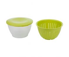 Westmark Schüssel mit Deckel und Sieb/Seiher, Fassungsvermögen: 4,4 Liter, Kunststoff, Olympia, Transparent/Apfelgrün, 2418227A