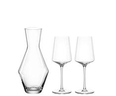 Leonardo Weinset Puccini, Glaskaraffe und Kelchgläser in modernem Design, spülmaschinenfestes Set, 3-teilig, 069528