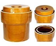 Wamat Sauerkrauttopf Gärtopf Tontopf Steinguttopf Rumtopf Schmalztopf mit Wasserrinne Steingut Honig 5 Liter