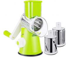 careslong Carelong Gemüseschneider, Multifunktionaler Gemüseschneider Küche Mandolinenschneider Spiralmesser Reibe Edelstahl, Schäler für Karotten, Kartoffeln, Tomaten, Gurke (grün)