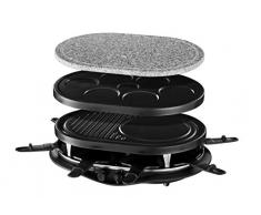 Russell Hobbs Raclette Multi Fiesta (bis 8 Personen, inkl. 3 Grillplatten: Naturstein, antihaftbeschichtete Grill - Platte, Pancakes / Pfannkuchen Platte), 1200W, Pizza Grill, Tischgrill 21000-56
