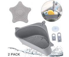 KECRULV Waschbecken Filterablage Dreieck-Lagerregal, Küchenspüle Abtropfsieb Multifunktionale Saugnapf Hängen Rack Ablauf Regal Lagerregal Con Silikon Abflusssieb, für Vegtable Obst Gadget Schwamm