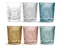 Libbey - Hobstar - Whiskyglas, Wasserglas, Saftglas - Bunt Sortiert - 355 ml - 6er Set