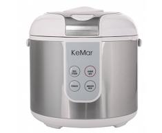 KeMar Kitchenware KRC-130 Reiskocher Dampfgarer mit Warmhaltefunktion/Titan-Keramik Antihaftbeschichtung/Edelstahl Dämpfeinsatz/Speziell für Braunen Reis/Naturreis/BPA-Frei