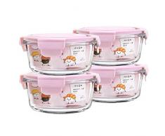 HIGHKAS Vorratsglas, Brotdose Lunchbox, Mikrowellenheizung Spezialglas Lunchbox mit Deckel Kühlschrank Obstbox knuspriger, C.