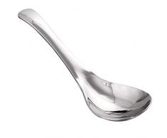 comiart Edelstahl Suppe Löffel Set 6, asiatische Japanische Chinesischer Esslöffel mit tiefer Schale, gesunde und schwere Gewicht – Spülmaschinenfest