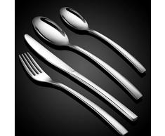 WUJO Besteckset, Besteck aus Edelstahl, 16-teiliges Silber Besteck Set inkl. Messer, Gabel, Löffel, Teelöffel Essbesteck für 4 Personen, Spiegelpoliert, Spülmaschinenfest