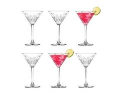 Pasabahce 440176 Martini Glas „Timeless“ im Kristall-Design, Höhe ca. 17,2 cm, 6er Set aus Glas