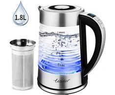 Uarter 1.8L Glas Wasserkocher Elektrischer Wasserkessel Teesieb Einstellbare Temperatur mit automatischer Abschaltung, Warmhaltefunktion und Trockengehschutz, 2000W