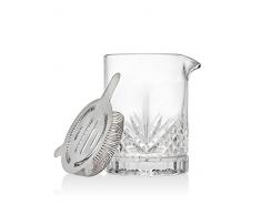 Godinger Silver Art Dublin Glaskrug / Cocktail-Shaker, bleifrei, mit Edelstahl-Julep-Sieb, 350 ml Mixing Pitcher durchsichtig