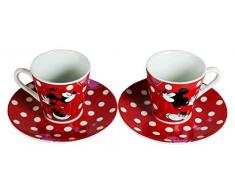 Disney Espressoset Mickey Mouse/Minnie, Zwei Tassen m. Untertellern