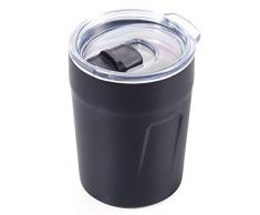 TROIKA Original ESPRESSO DOPPIO – CUP65/BK – Thermobecher (Espresso, Kaffee, Tee) – Isolierbecher, Travel Mug – Fassungsvermögen: 160 ml (5,4 oz) – Kunststoffdeckel (Verschlussschieber, schwappsicher)