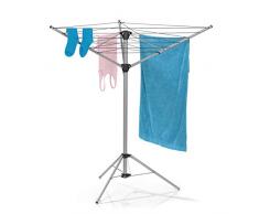 EASYmaxx Wäschespinne | zusammenklappbarer Wäscheständer für innen und außen | wetterfest und leicht | 4 stufig höhenverstellbar [Aluminium]