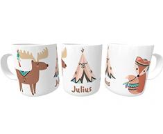 Kilala Namenstasse Fuchs und Hirsch Kunststoff- personalisierte Kindertasse Frühstückstasse Geschenk Geburtstag Camping
