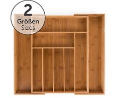 Blumtal Besteckkasten Schublade aus Bambus - größenverstellbarer Schubladen-Einsatz, bis zu 9 Fächer (Groß - 9 Fächer)