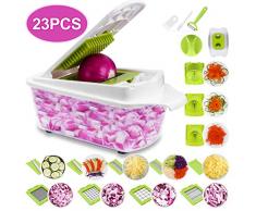 Sedhoom 23 in 1 Gemüseschneider, Gemüsehobel Zwiebel Zerkleiner, Edelstahl Klingen, Obst und Gemüseschneider Zwiebelschneider, Ideal zum Hobeln von Obst und Gemüse (MEHRWEG)