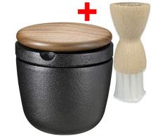 SKEPPSHULT Swing Pfeffermühle und Kräutermühle aus Gusseisen inkl. Reinigungsbürste + Tigerpfeffer, Deckel Walnuss