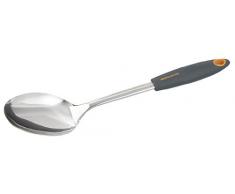 Fackelmann Servierlöffel 32 cm SOFT, Küchenhelfer mit Funktionsteil aus Edelstahl, Vorlegelöffel mit ergonomischen Griff (Farbe: Orange/Grau), Menge: 1 Stück
