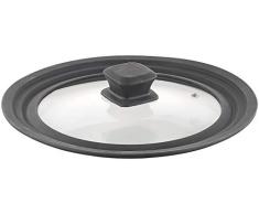 Rosenstein & Söhne Universaldeckel: Universal-Silikonrand-Glasdeckel für Töpfe & Pfannen mit Ø 20-24 cm (Universaldeckel für Pfannen)