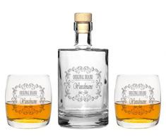 2 Edle Whiskeygläser mit Whiskeykaraffe und Gravur Original Whisky-Set graviert