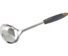 Fackelmann Schöpflöffel 30 cm SOFT, Küchenhelfer mit Funktionsteil aus Edelstahl, Schöpfkelle mit ergonomischen Griff (Farbe: Orange/Grau), Menge: 1 Stück