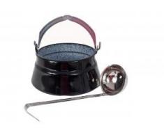 troph-e-shop Set Fischkessel 6 Liter Suppenkessel Gulaschtopf Hordentopf + Schöpflöffel