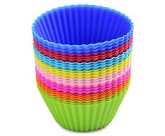 MUXItrade Backförmchen aus Silikon,24 Stück Wiederverwendbare Silikon Muffin Form(8 Hellen Farben)