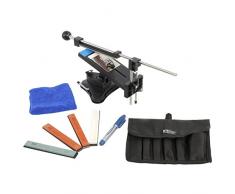 KKmoon Verbesserte Version Festwinkelmesserschärfer Profi Küchenmesser Sharpener Kits System 4 Schleifsteine ​​Schwarz