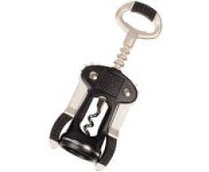 Fackelmann Hebkorkenzieher, Weinöffner für alle Korken, Hebelkorkenzieher mit antihaftbeschichteter Spirale (Farbe: Schwarz/Silber), Menge: 1 Stück