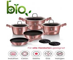 10 TLG. Kochtopfset Induktion Pfannen-Set Topf-Set Aluguss Töpfe Antihaftbeschichtung Marmor Kochtopf Set Ertex (10 TLG. Rose BH6043)