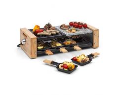 Klarstein Chateaubriand Nuovo Raclette mit Naturstein - Raclette-Grill, Party-Grill, 1200 Watt, Aluminium/Stein, 8 Personen, stufenlos regulierbar, Edelstahl, inkl. Zubehör, schwarz-braun