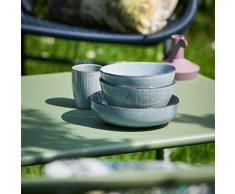 Broste Copenhagen - 4533033 -Schale, Teller Nordic Sea - Farbe: blau-grau, Streifen - Ø 22,5 cm - Steingut