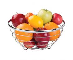 iDesign runder Obstkorb aus Metalldraht, moderne Obstschale für Obst, Gemüse & mehr, Korb zur Obstaufbewahrung, silberfarben