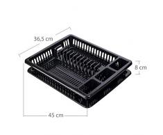 Schramm® Abtropfgestell mit Wanne in 10 Farben ca. 46 x 37 x 8 cm Abtropfgestelle Abtropfständer Abtropfschale Abtropfgitter Geschirrkorb Abtropfkorb, Farbe:schwarz