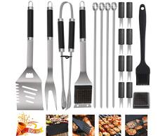POLIGO 19pc Edelstahl Grillzubehör Set im Grillbesteck Koffer Perfektes Vatertagsgeschenk für Papa - Camping Grill Zubehör Kit im Tragetasche - Ideale Geburtstag Geschenk für männer