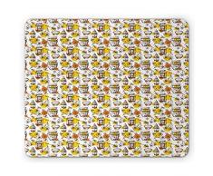 Skizzen-Mausunterlage,Farbe Spritzt Blumen-Bienen Und Honig-Gläser,Rutschfestes Gummimousepad des Rechtecks,Weißer Senf-Ingwer