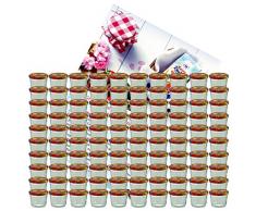MamboCat 100er Set Sturzglas 230 ml Marmeladenglas Einmachglas Einweckglas to 82 Obst Dekor Deckel incl. Diamant-Zucker Gelierzauber Rezeptheft