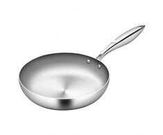 Lio SHAAR Pfanne Induktion Bratpfanne 28cm Edelstahl Unbeschichtet Induktionsgeeignet Spülmaschinengeeignet Backofenfest Ergonomischer Griff PFOA frei