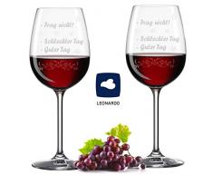 Noble Society Im Set: 2 x Leonardo XL Weinglas Guter Tag, Schlechter Tag - Frag Nicht! - Geburtstag Geschenk - Lustige Geschenke - 460ml Weißweingläser - Originelle Geschenke – Gravur - 2 Weingläser
