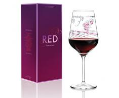 RITZENHOFF Red Rotweinglas von Virginia Romo, aus Kristallglas, 580 ml, mit edlen Platinanteilen