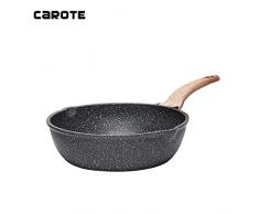Carote EW Aluguss tiefe Pfanne/Hochrandpfanne 28cm Induktion mit ILAG Antihaftbeschichtung, Soft-Touch-Kunststoffgriff mit Holzeffekt, für alle Herdarten