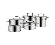 WMF Mini Topfset klein 5-teilig, Cromargan Edelstahl poliert, Töpfe mit Metalldeckel, Induktionstöpfe, Topf Induktion, stapelbar, ideal für kleine Portionen oder Singlehaushalte