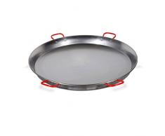 La Ideal Paella Pfanne Stahl poliert, Silber/rot, 100 cm