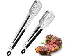LessMo Grillzange -Küchenzange Set 2 aus Edelstahl - Mit Silikongriff Einfach zu Greifen für - [ Hitzebeständigen, Stabilem,Komfort ] - (2er Set- 23cm