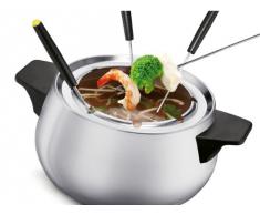 Princess Design Edelstahl Fondue Set - mit 6 praktischen Soßenschälchen und 8 bunt markierten Fonduegabeln/stilvoll und praktisch