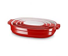 KitchenAid KBLR04NSER Auflaufform, Keramik, 38 x 25 x 7,5 cm, weià / rot