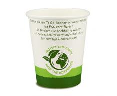 pack2go 1000 Premium Kaffeebecher - 8oz, 200ml, FSC-Zertifiziert, Coffee to go Becher Green Nature, Heißgetränke-Pappbecher, Hot Cup aus Hartpapier, to Go Pappbecher