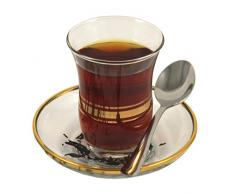 Topkapi - 18-TLG Türkisches Tee-Set Leyla-Sultan mit Golddekor, 6 Teegläser, 6 Untersetzer, 6 Teelöffel