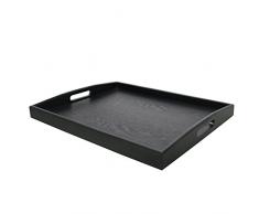 Dillman Serviertablett aus Holz, groß, rechteckig, mit Griffen, Schwarz, holz, Schwarz , Large